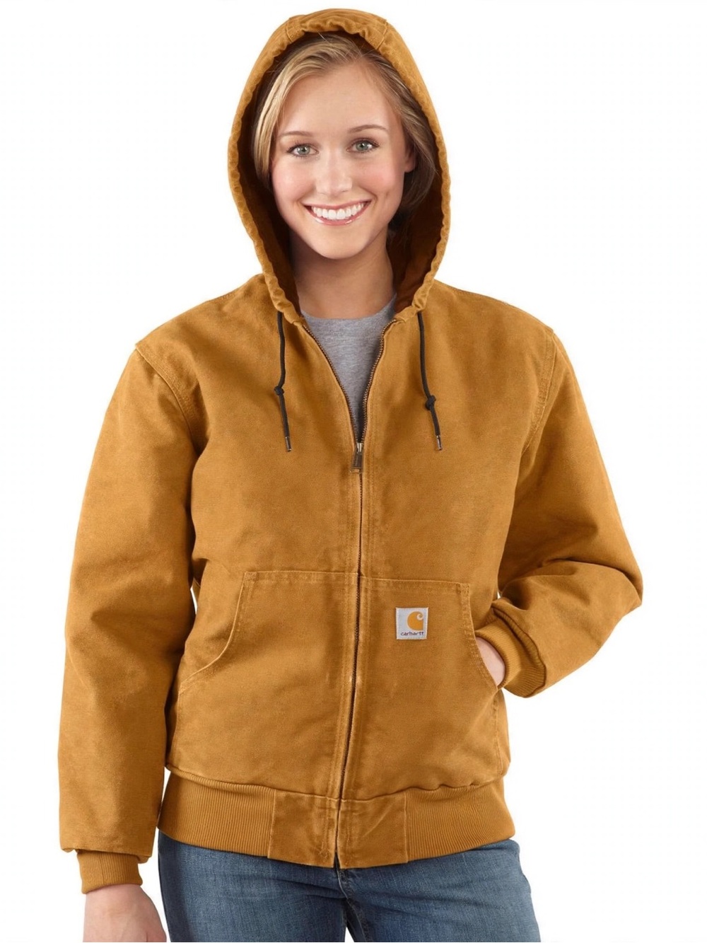 CARHARTT WJ130 Sandstone Women's Brown Hooded Work Jacket - XL